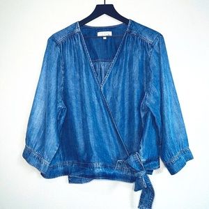 Side Stitch Los Angeles denim side tied blouse 1X